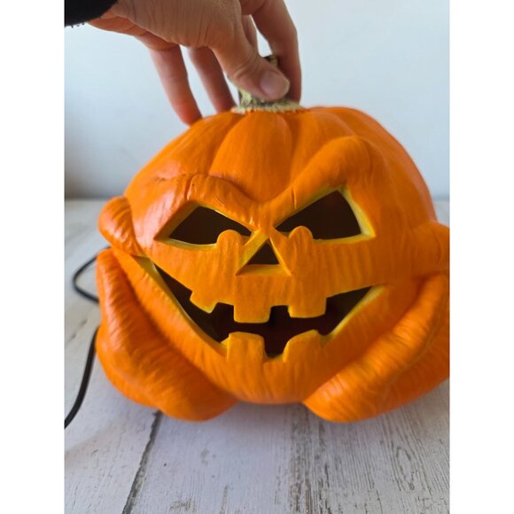 Light up pumpkin jack-o'-lantern Halloween decor table top vintage - Picture 7 of 8